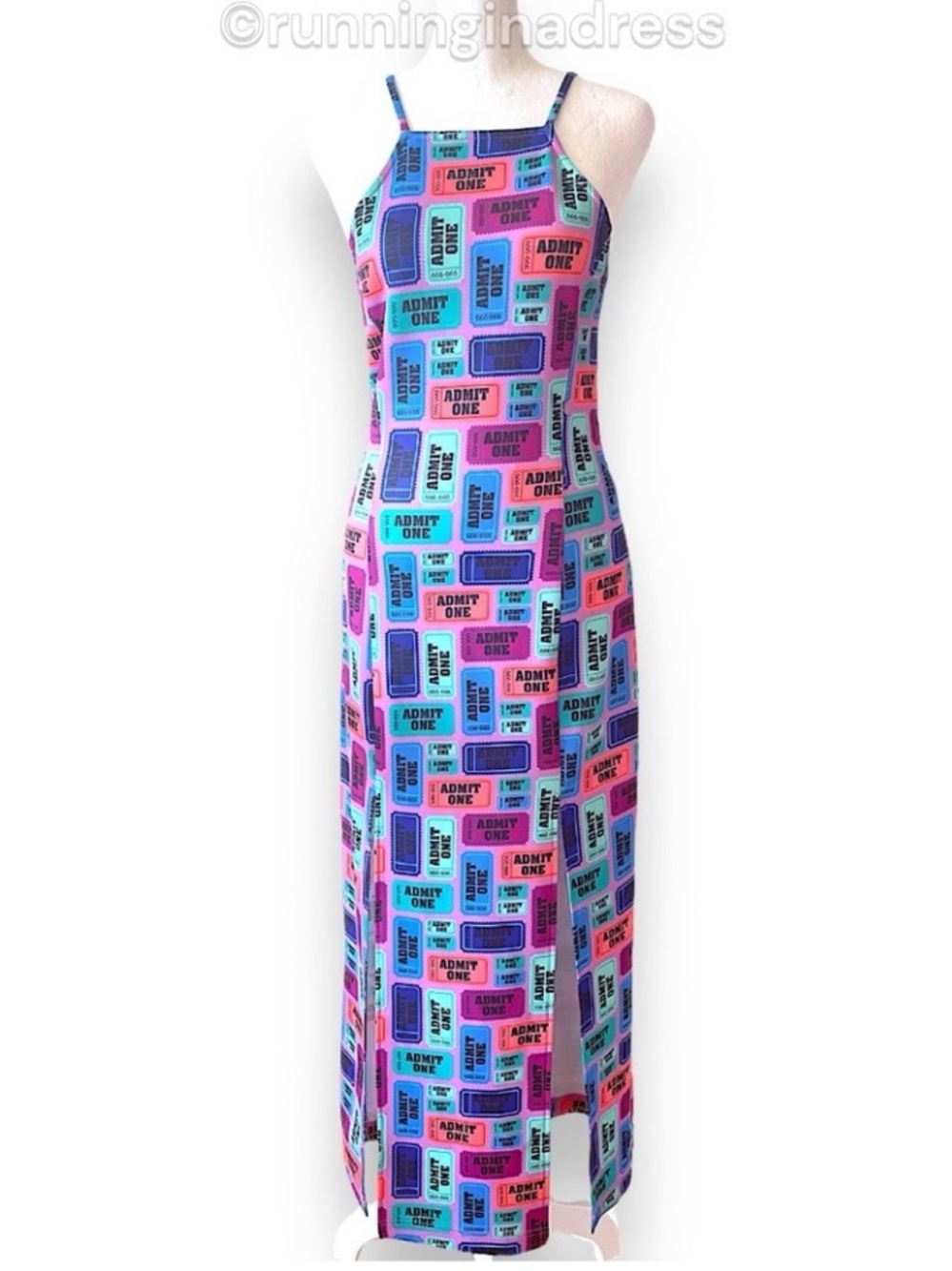 NWT Hayley Elsaesser Admit One Ticket Maxi Dress Medium M Carnival of Curiosity